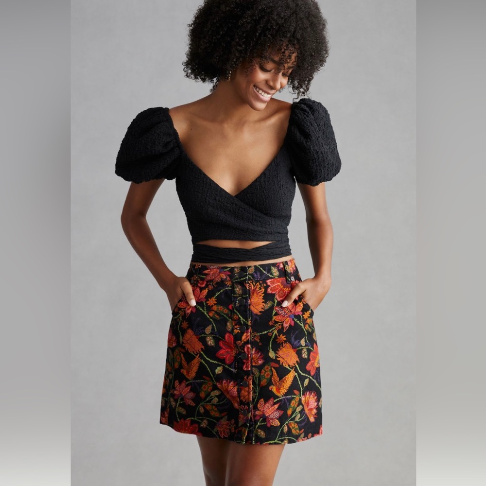 New Farm rio fall floral quilt mini skirt.
